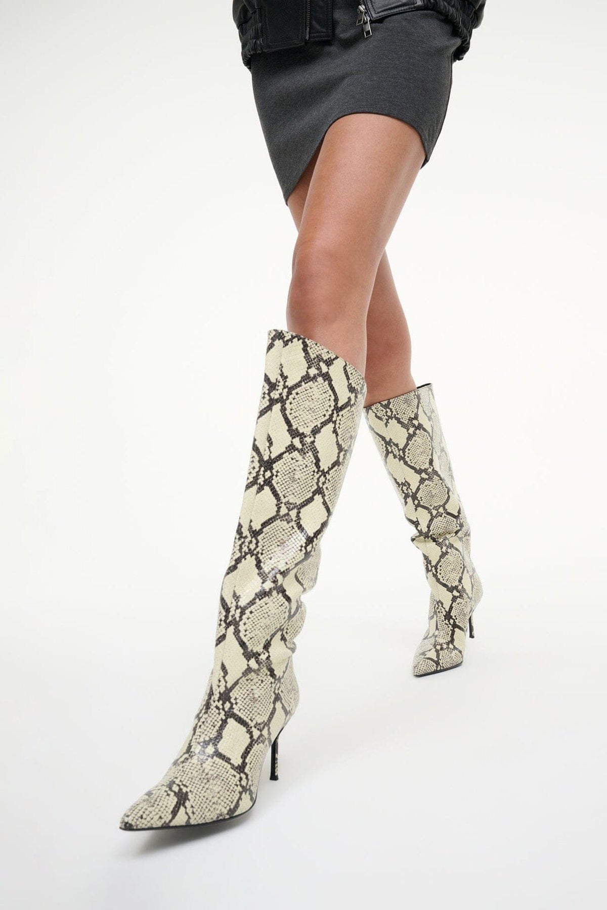 SEBASTIAN HIGH HEEL BOOT | WHITE SNAKE